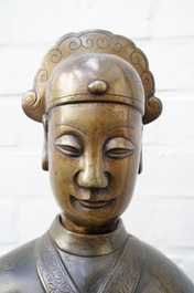 A pair of large Chinese bronze nodding-head figures for the Vietnamese market, 19th C.